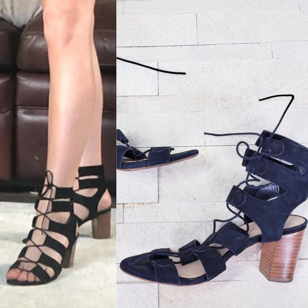 LOEFFLER RANDALL Hanna Gladiator Sandal Black Caged Block Heel 6 - Picture 3 of 13